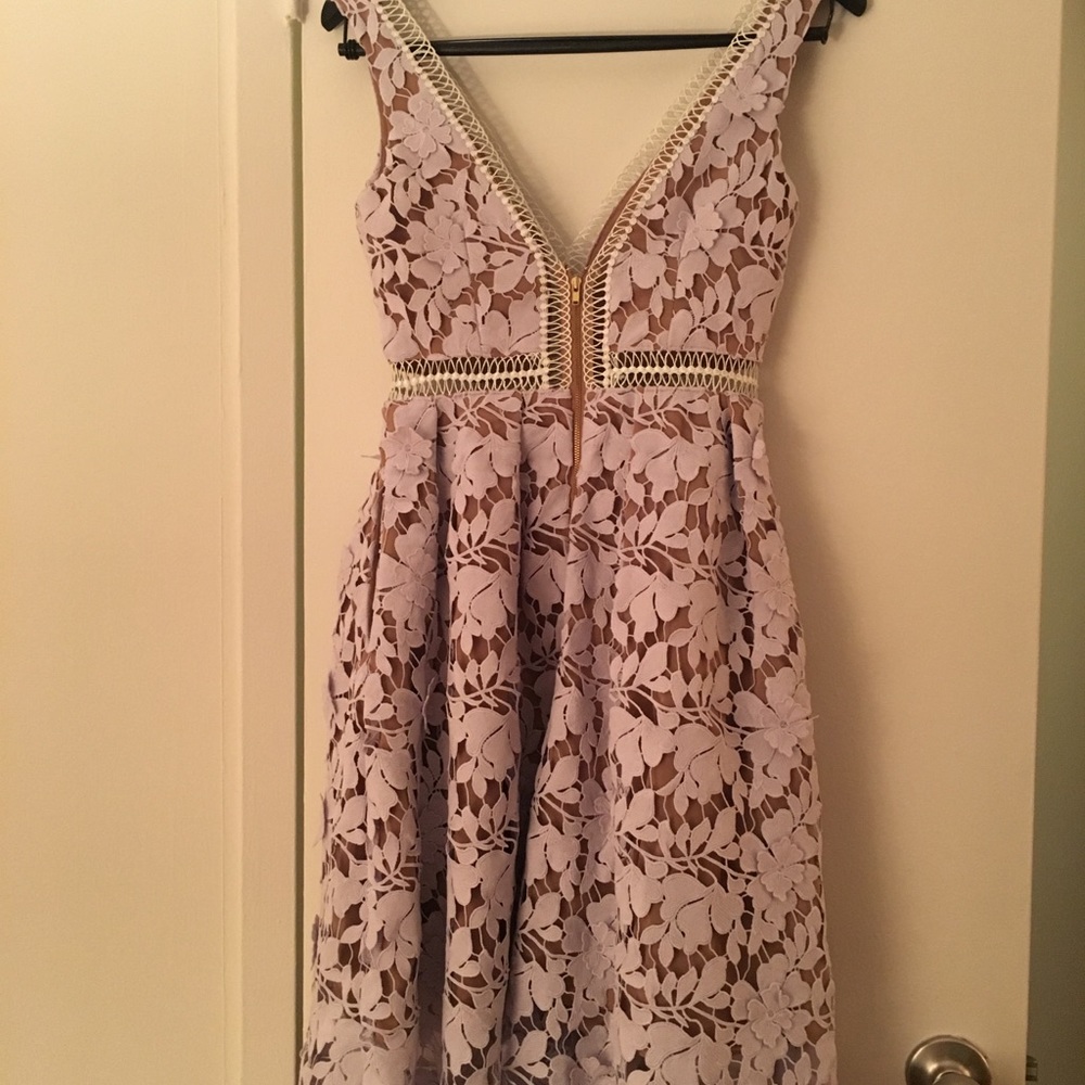 Self-Portrait Lilac Lace Midi Dress - Picture 2 of 5